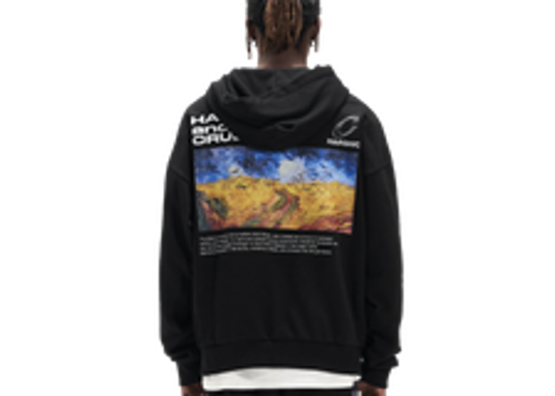 Harsh & Cruel - Wheat Field Starry Printed Hoodie Black