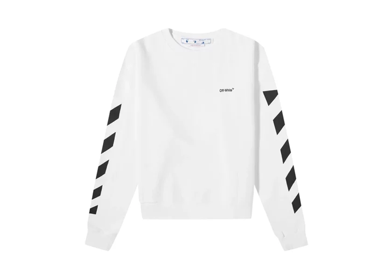 "Off-White" Diagonal Helvetica Oversized Crewneck White