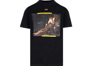 "Off-White" Caravaggio Yellow Arrow St. Fran Skate Tee Black