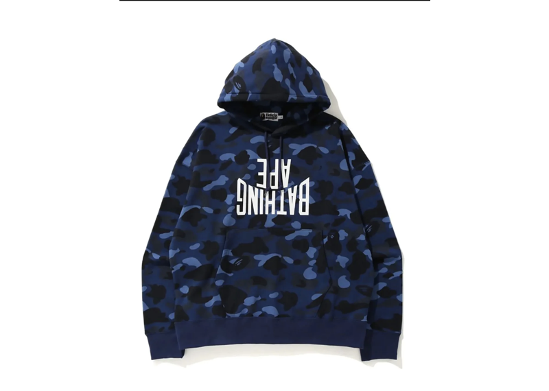 Bape Upside Down Logo Blue Hoodie