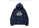 Bape Upside Down Logo Blue Hoodie