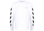 "Off-White" Diagonal Helvetica L/S Tee White