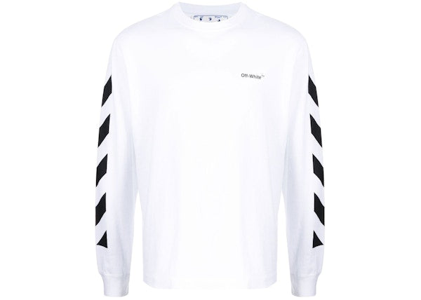 "Off-White" Diagonal Helvetica L/S Tee White