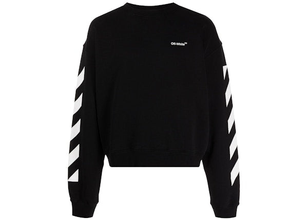 "Off-White" Diagonal Helvetica Over Crewneck Black