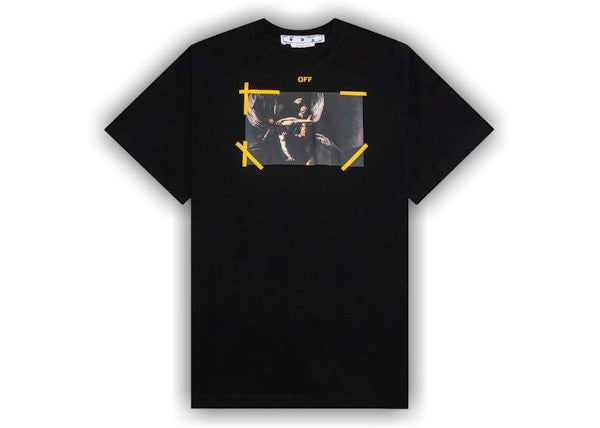 "Off-White" Caravaggio Yellow Arrow Mercy Skate Tee Black