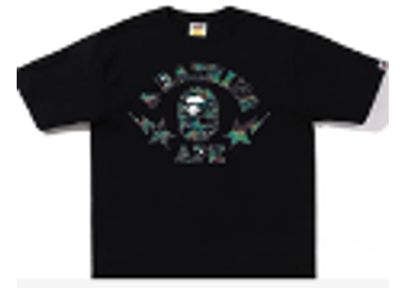 BAPE SH STAR TEE BLACK/GREEN/PURPLE CAMO