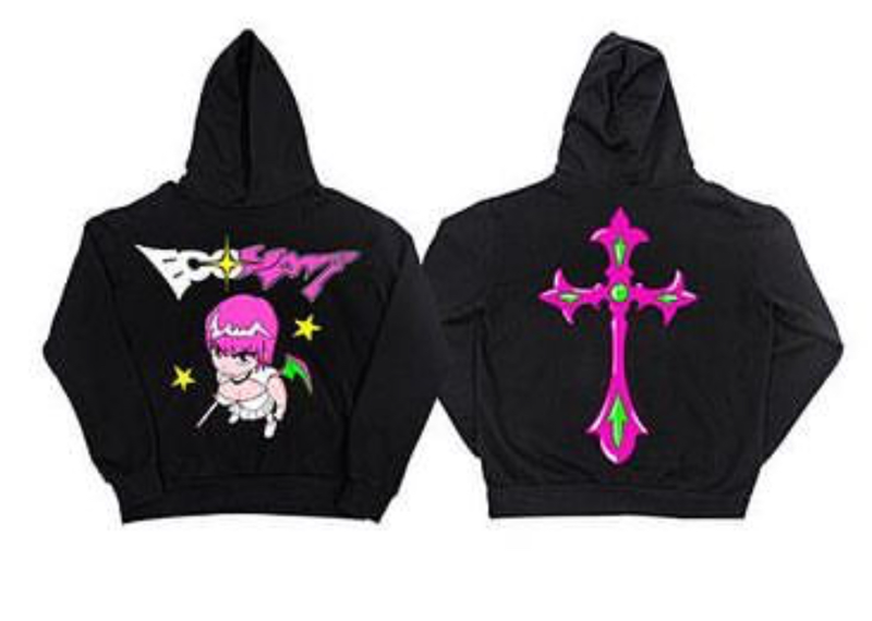 Ecosys Black Hoodie - Pink Hair Girl