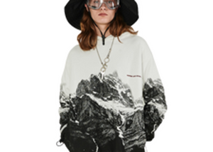 Snow Mountain Printed Hoodie White