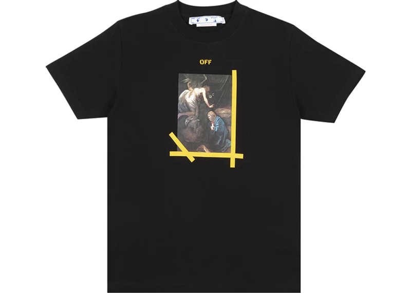 "Off-White" Caravaggio Yellow Arrow Ann Skate Tee Black