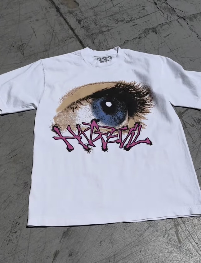 Half Evil ' UV 3Y3 ' White Tee