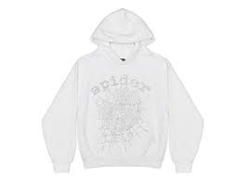 SP5DER Rhinestone Hoodie White