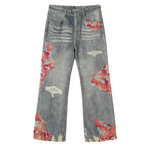 YADC Sunset Cloud Lace Print Jeans