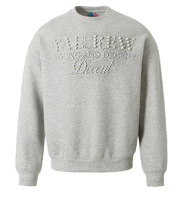 YADC Pearl Text Print Grey Crewneck Sweatshirt