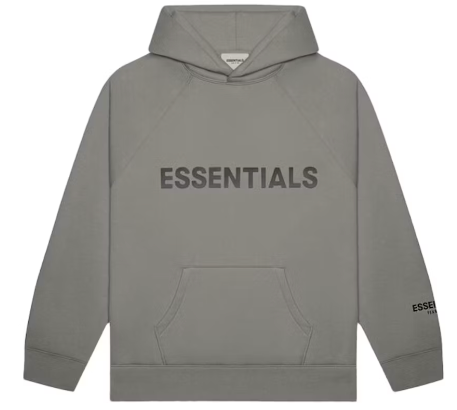 Fear of God Essentials Grey Flennel  Pullover Hoodie Applique Logo