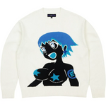 Ecosys Blue Haired Girl White Knit Sweater