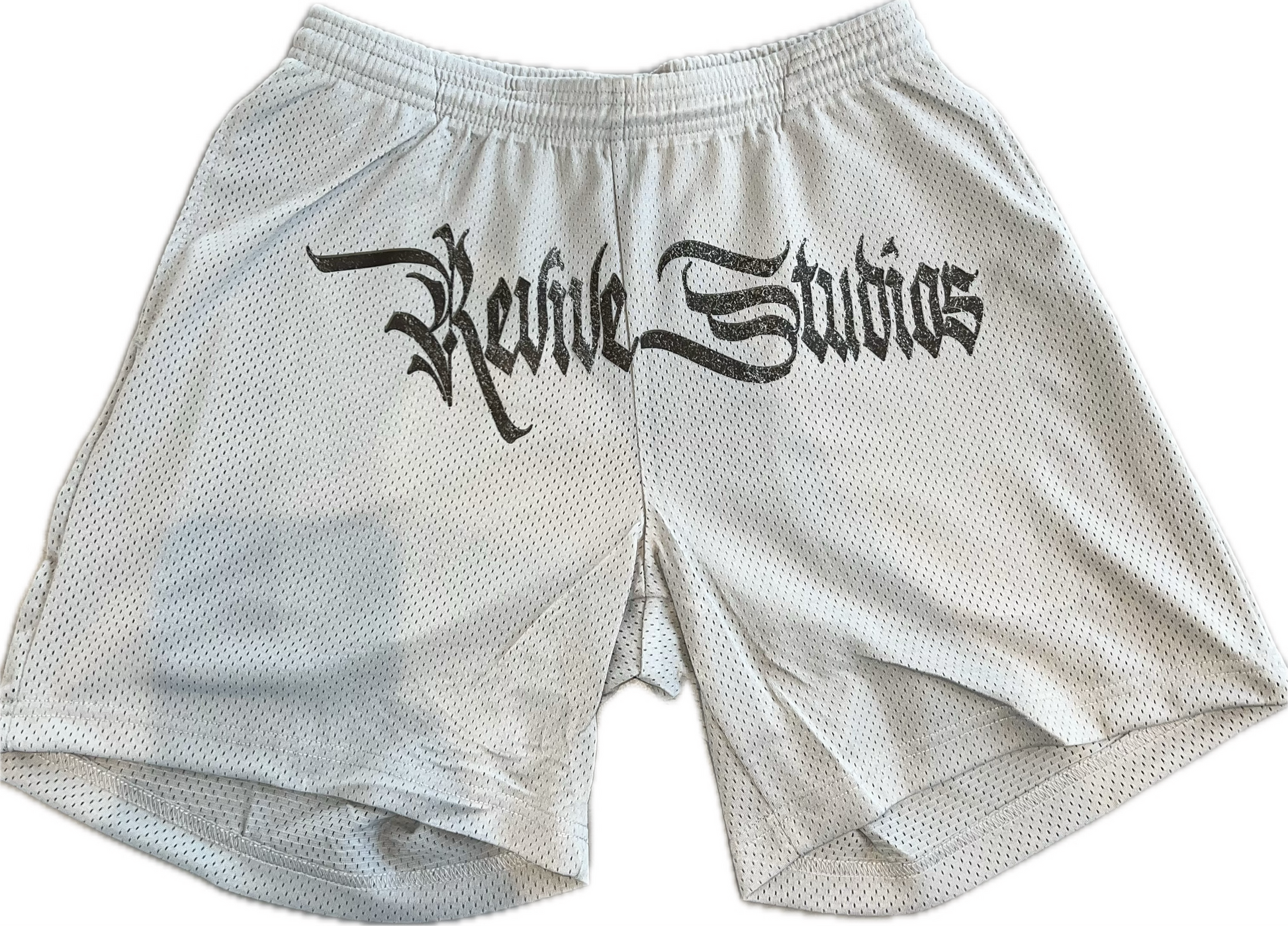 Revive Studios Grey Overprint Mesh Shorts