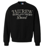 YADC Pearl Text Print Black Crewneck Sweatshirt