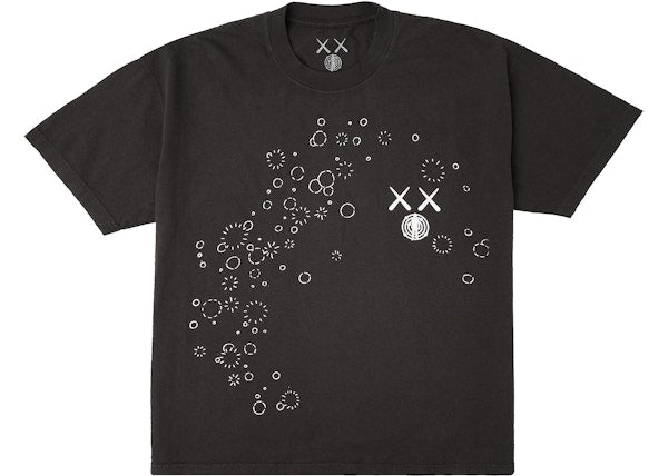 KAWS For Kid Cudi Moon Man GID Vintage Black Tee